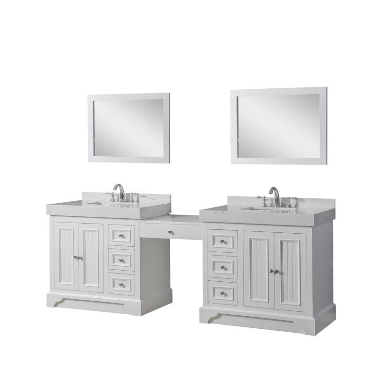 Nerys 95'' Double Bathroom Vanity with Cultured Marble Top