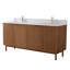 Meuble-lavabo sur pied moderne Tennant Brand 72 pouces, chêne chaud brun fumé, double vasque, comptoir en quartz blanc, entièrement assemblé