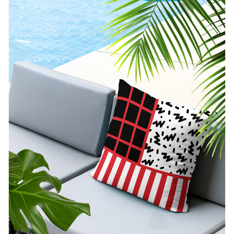 Oreiller carré réversible intérieur / extérieur Froza, Carré 18 po, Rouge