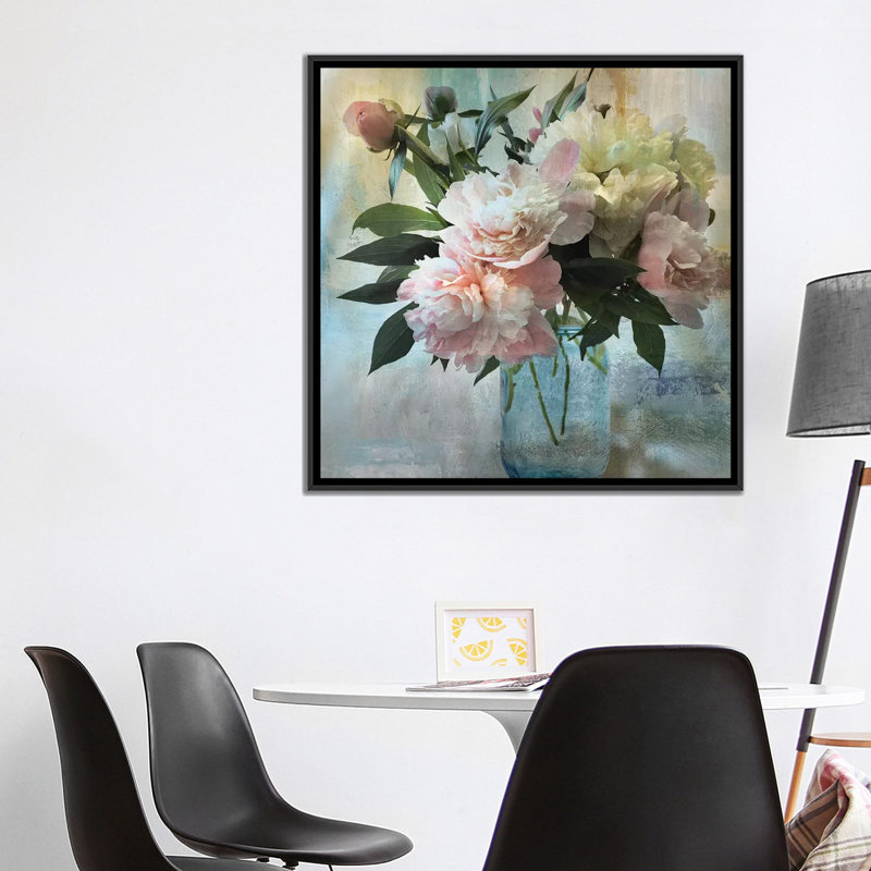 Reproduction d’art « Peony bouquet II » par Nan, Pas de tapis, H 37 po x l 37 po x P 1,5 po, Toile avec cadre noir