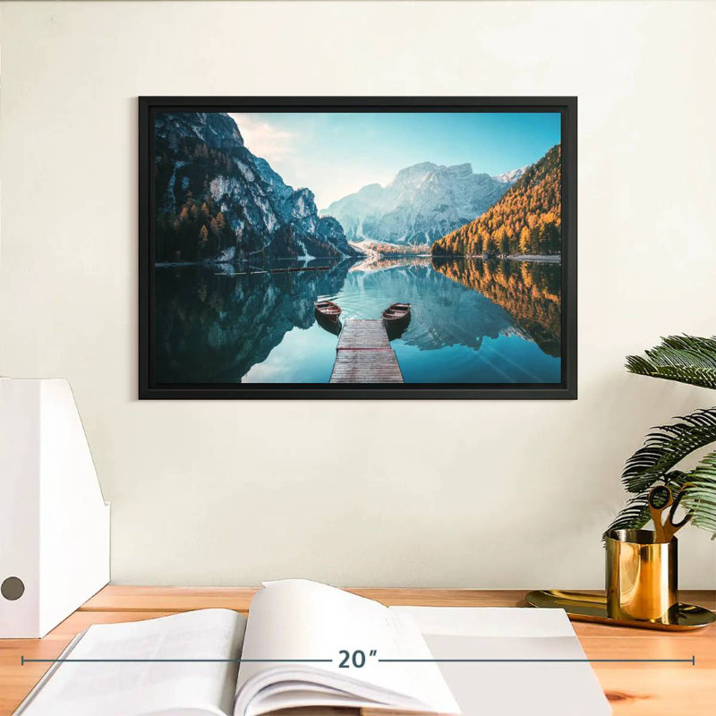 Jetée du lac Braies, Cadre flottant noir, 13 po x 9 po