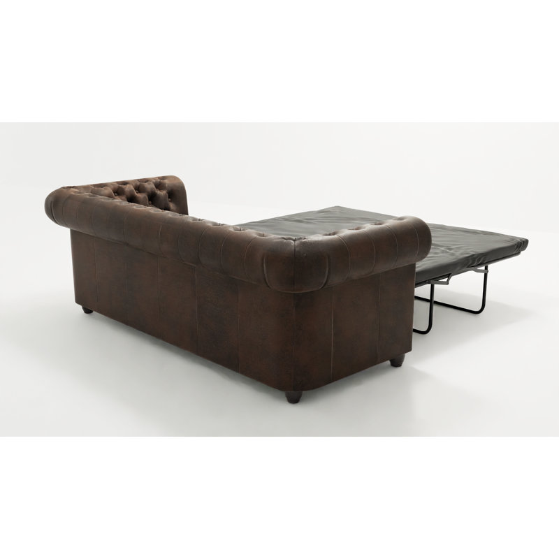 Chesterfield Friedrich Sofa Set with Sleeping Function 3+2+1 Made of Vintage Look Microfibre with Solid Wood Legs, Dark Brown