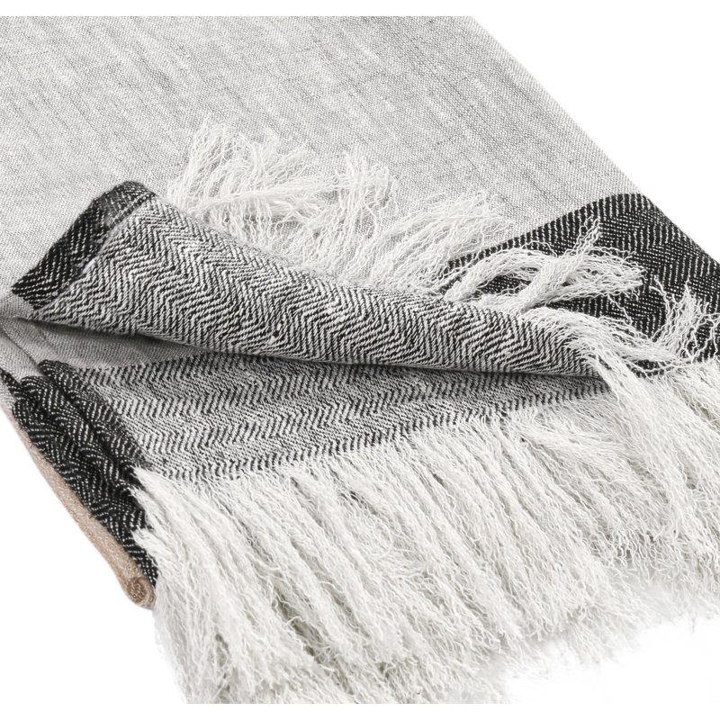 Talara Hand Woven Blanket, Gray/Natural/Charcoal