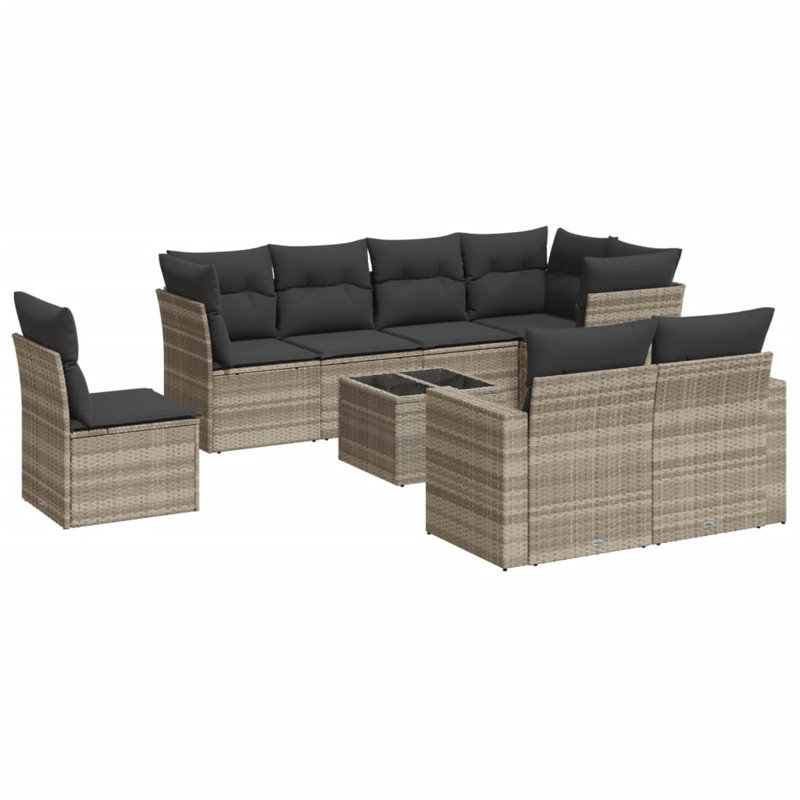 Ensemble de canapé de jardin gris clair, gris foncé