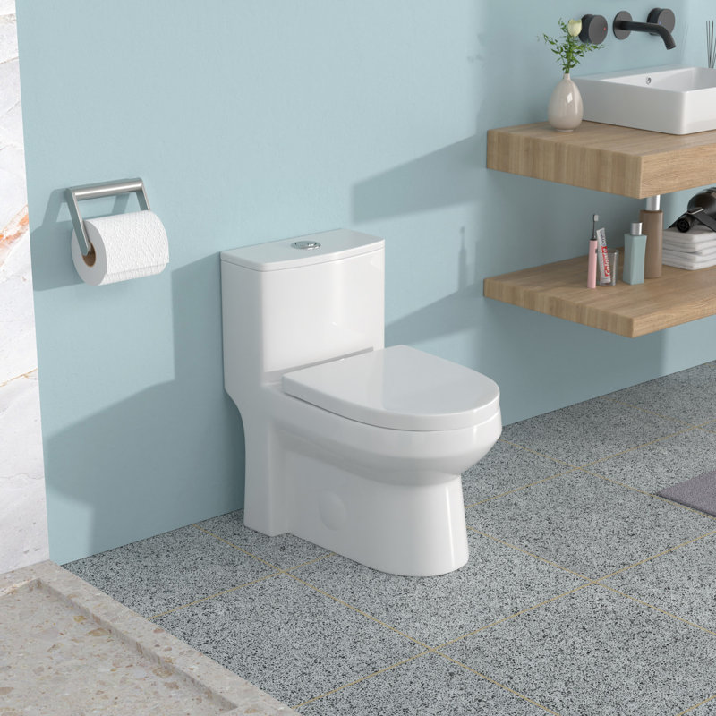 1.1/1.6 Dual Flush, Ceramic One Piece Toilet, 12 - Inch Rough In, Soft Closing Seat, Siphon Jet, 800G Map, Easy To Clean Polypropylene, Jet System, Hygienic &