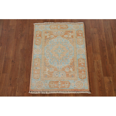 Turquoise & Orange Oushak Vegetable Dye Rug 2x3