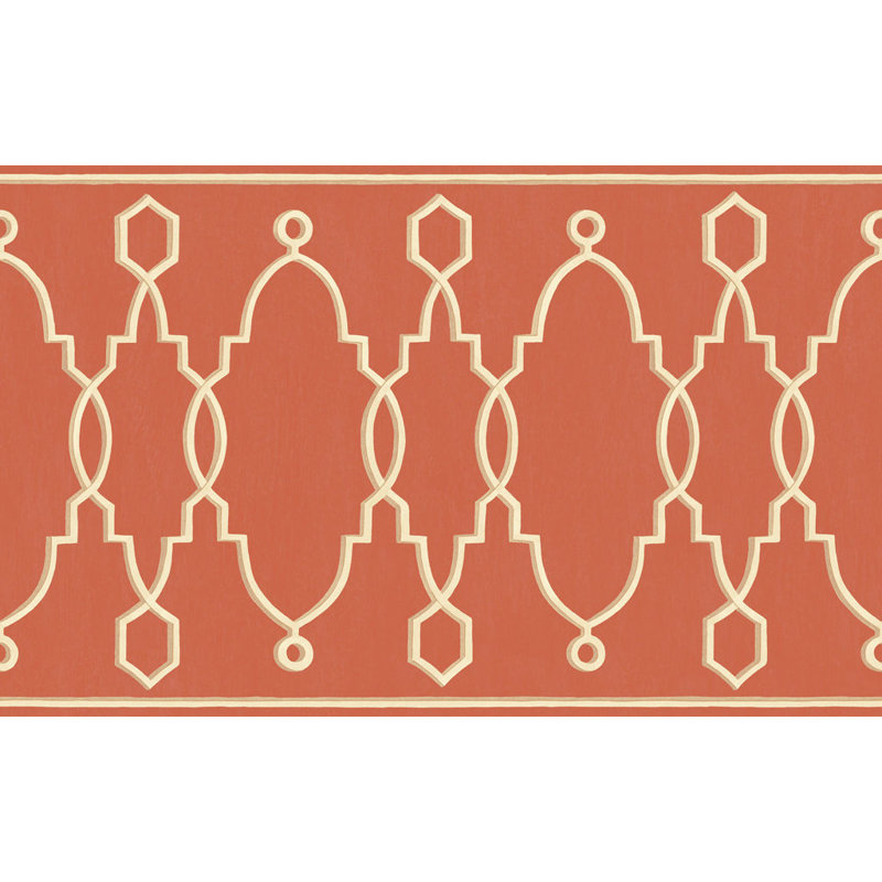 Parterre Geometric Wallpaper Border, Red