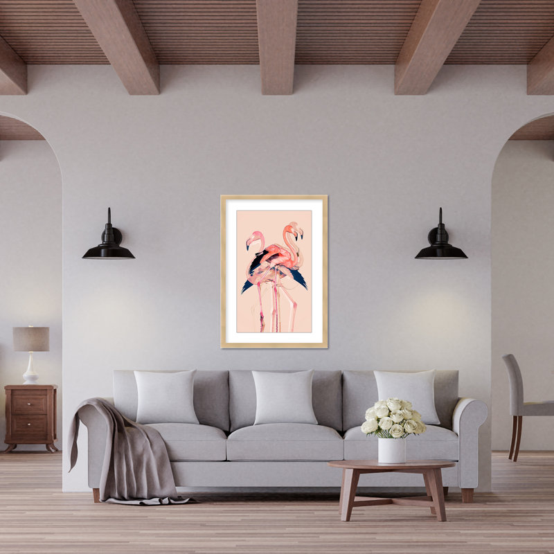 Coastal Retreat Flamingo Flares: Layers Of Abstraction, 24" H x 16" W