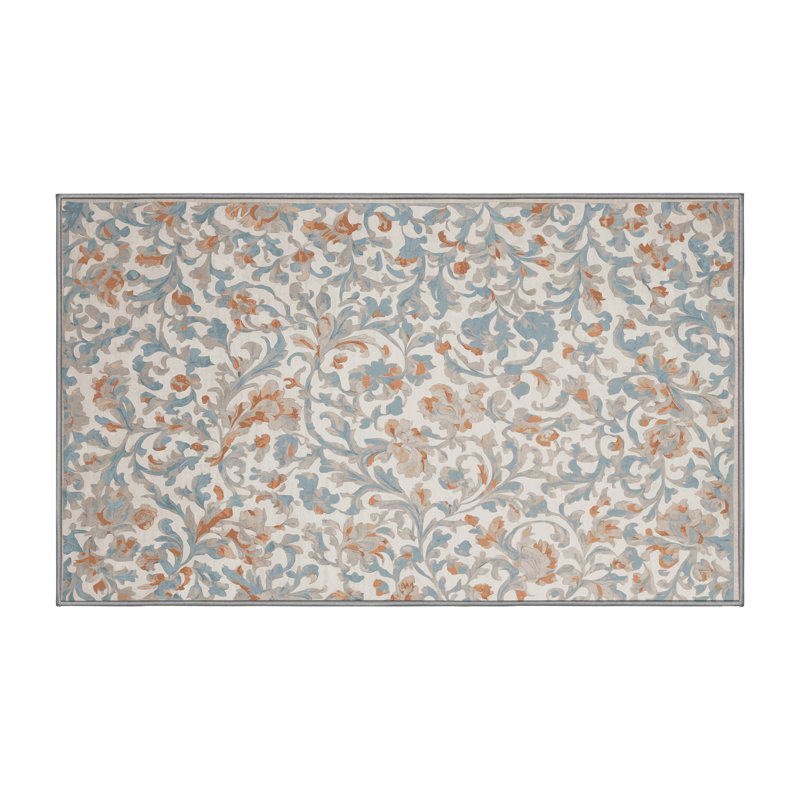 Machine Washable Gray Area Rug, Rectangle 4' x 6'