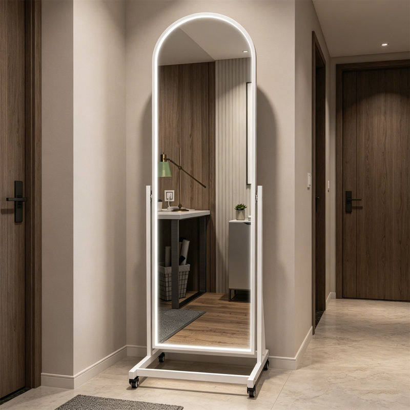 Full Body Mirror, Arched Full-Length LED Mirror With Wheels | Tiltable And Rotatable Floor Mirror | Tri Color Temperature And Adjustable Brightness | Ideal For Bedrooms, Walk-In Wardrobes, Home Gyms, And Home Decor