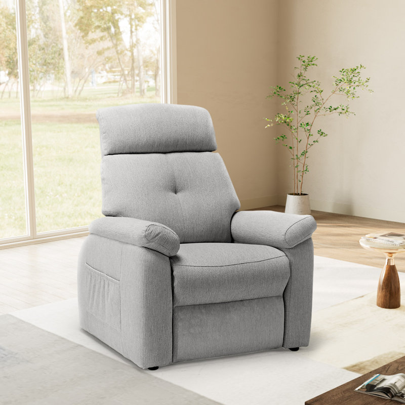 Power Zero Clearance Recliner Zero Gravity Recliner, Gray 100% Cotton