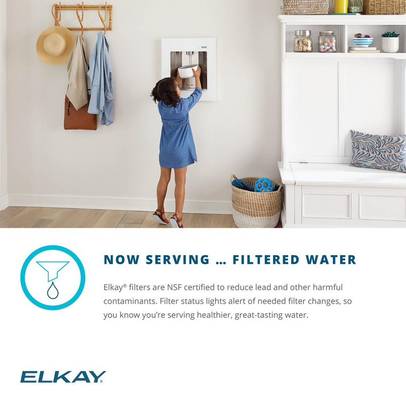 Elkay ezH2O Liv Built-in Filtered Refrigerated Water Dispenser Remote Chiller, Aspen White