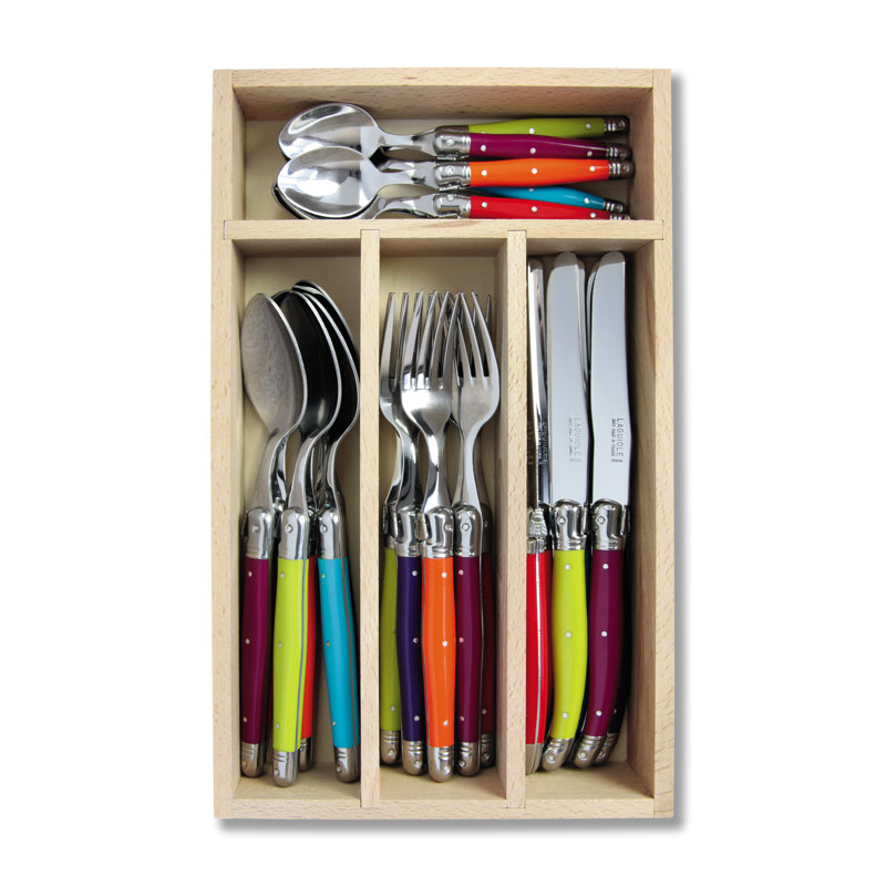 24 Piece Cutlery Set In Wooden Presentation Box, 100% Made In France