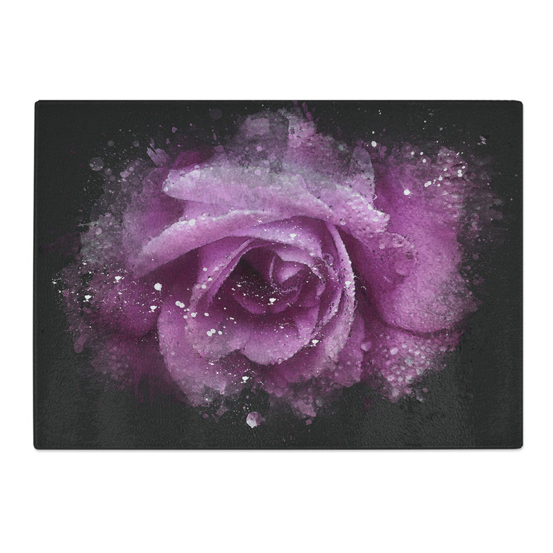 Rose Flower Vol.1 Paint Splash Chopping Board, 0.4cm H x 20cm W x 28.5cm L