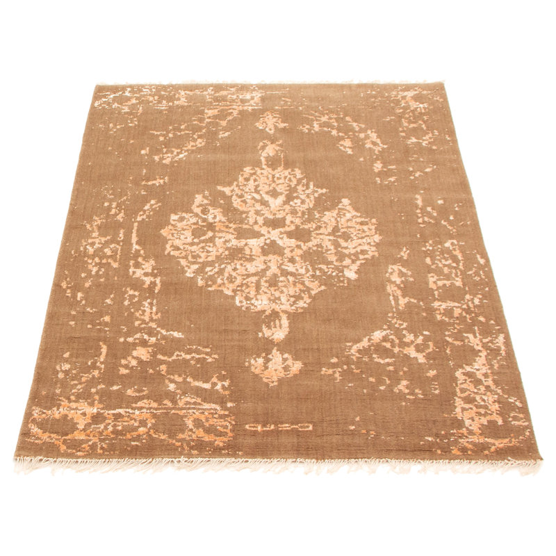 Tapis taupe noué à la main Solemi