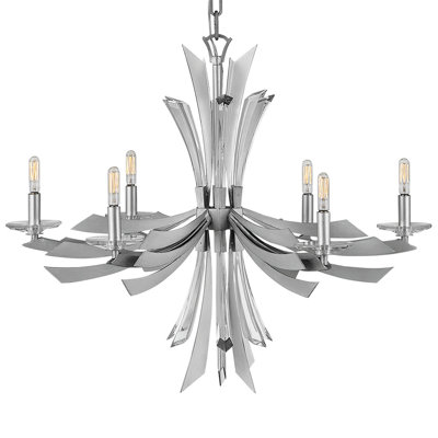 Vida 29.25" Six-Light Single Tier Candle Chandelier w/ Crystal Accents
