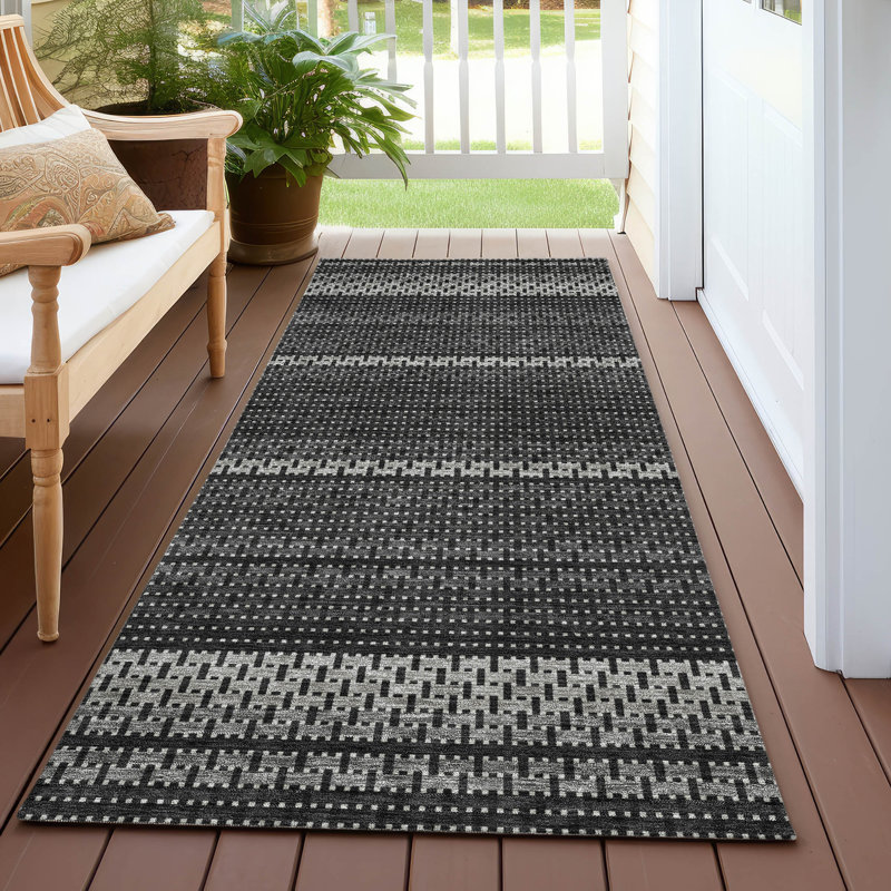 Tapis à rayures intérieur / extérieur lavable à la machine ACN2427, Tapis de couloir 2 pi 3 po x 7 pi 6 po