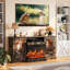 Meuble télé 70 po avec foyer électrique de 36 po, console multimédia pour téléviseur de 80 po et moins avec tablettes et armoires de rangement ouvertes-107693186-109267932