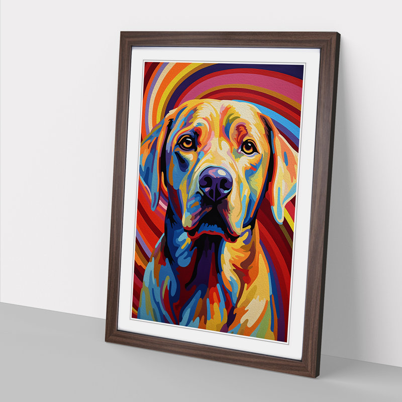 Labrador Retriever Op No.4 - Single Picture Frame Print on Wood, 46cm H x 34cm W x 2cm D, Walnut
