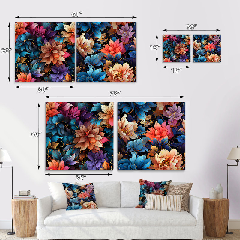 Torquay - Ensemble de 2 art mural en verre acrylique, H 16 po x l 33 po