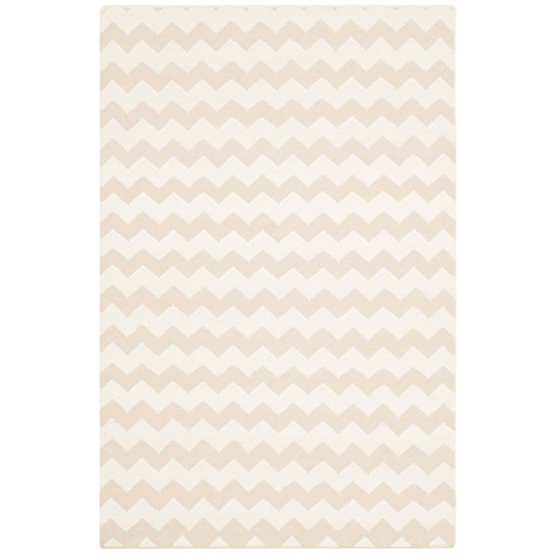 Agawam Chevron Wool Hand Woven Area Rug, Rectangle 122 x 183 cm