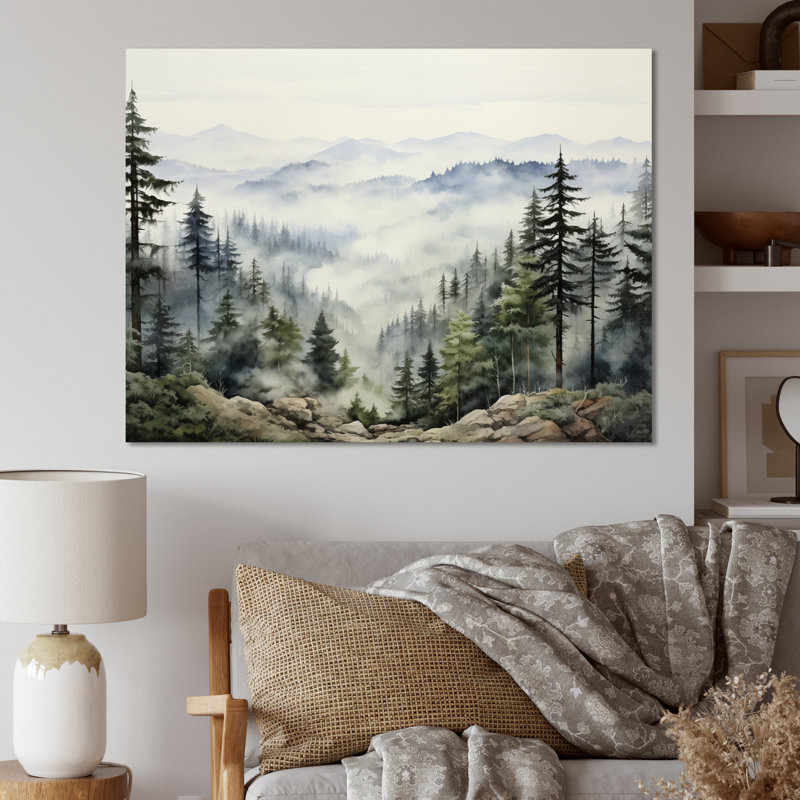 Pine Tree Misty Mountain I On Canvas Print, Wrapped Canvas, 34" H x 44" W x 1.5" D