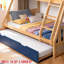 Lit superposé simple au-dessus de double Arozu, lit pour enfants en bois avec ciel de nuit en forme de garde-corps et échelle, 2 tiroirs de rangement en bois de pin, autocollants supplémentaires offerts, sécurité, non toxique, bleu marine et naturel.-2062957541