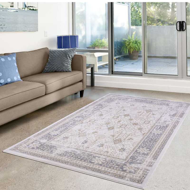 Tapis à motif oriental gris Payne, Rectangle 5 pi 3 po x 7 pi 7 po