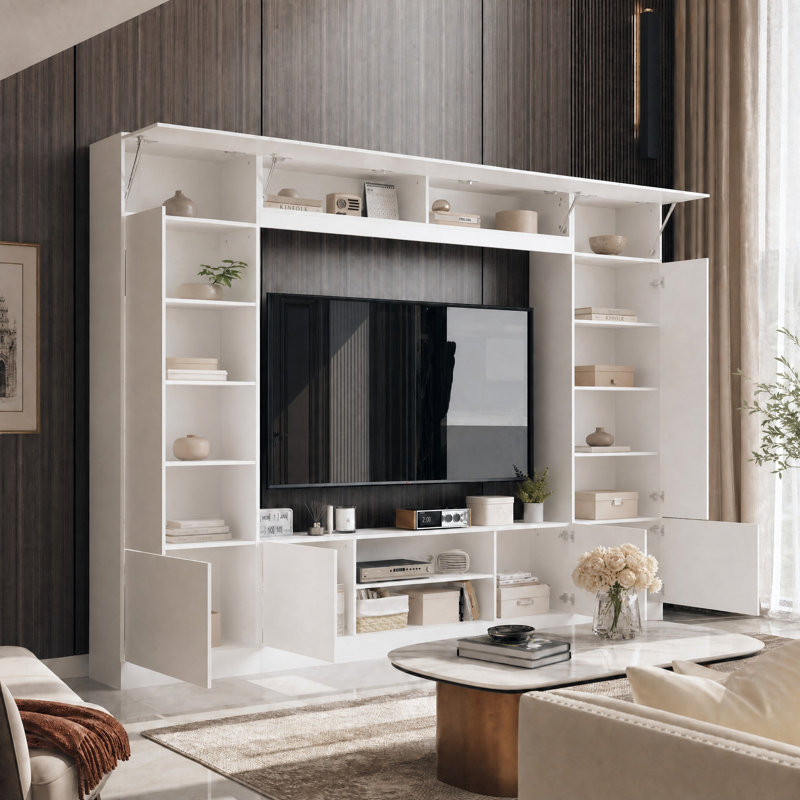Meuble audio-vidéo l 114,2 po pour téléviseur de 75 po ou moins, Blanc