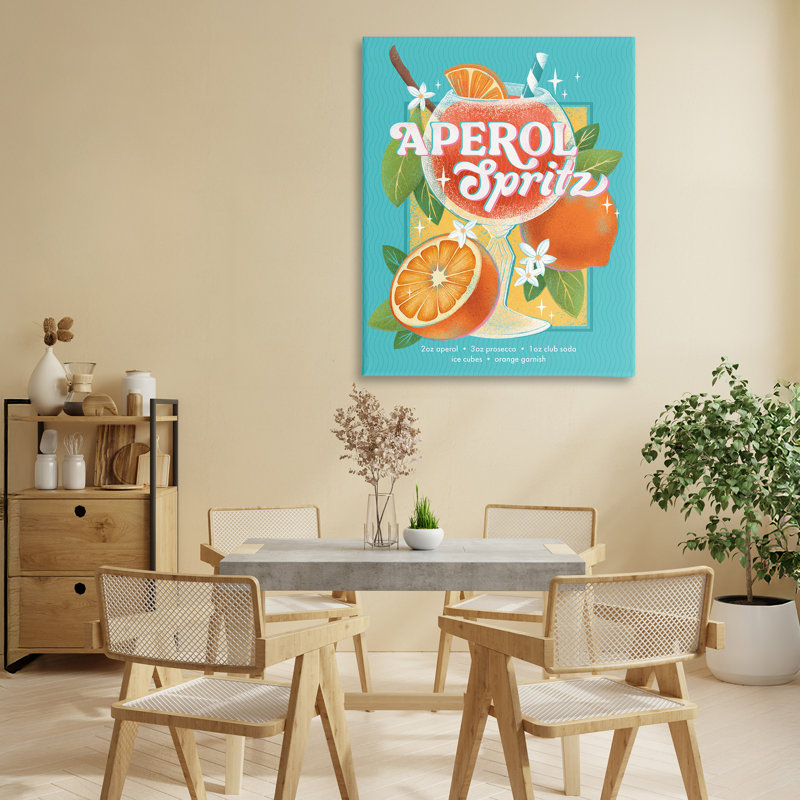 Toile rafraîchissante rétro Aperol & Recipe, conception de Courtney Morgenstern, H 30 po x l 24 po