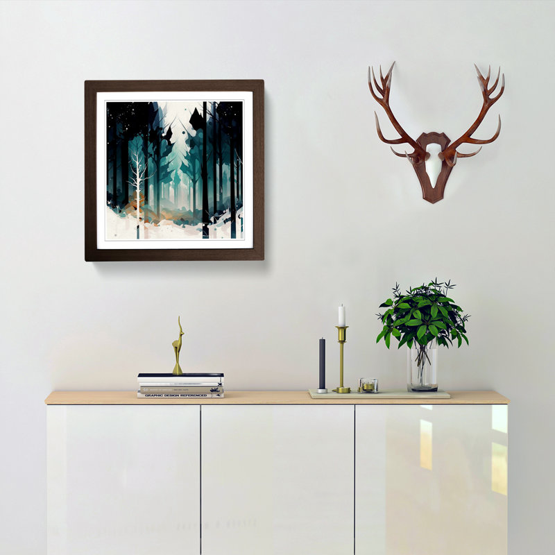 Winter Forest Abstract Art - Framed Print, Walnut