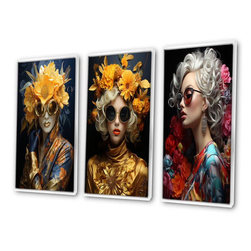 Portrait d'une femme vibrante, H 40 po x l 60 po, Cadre flottant blanc