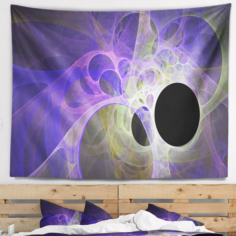 Tapisserie abstraite avec ailes d'ange bleu fractal, H 50 po x l 60 po