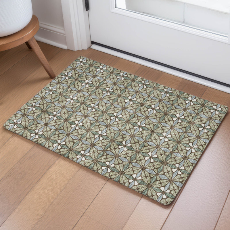 Machine Washable Indoor/Outdoor Chantille ACN2469 Geometric Rug, 1'8" x 2'6", Aloe