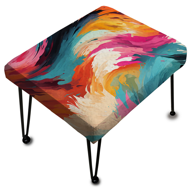 Symphonie colorée et colorée Ikat Symphony - Repose-pieds rectangulaire abstrait