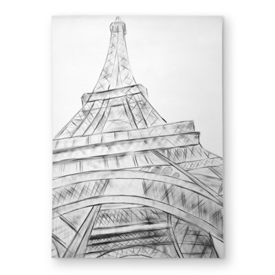 Eiffel Tower Sketch Black & White Rug | Building Places Decor