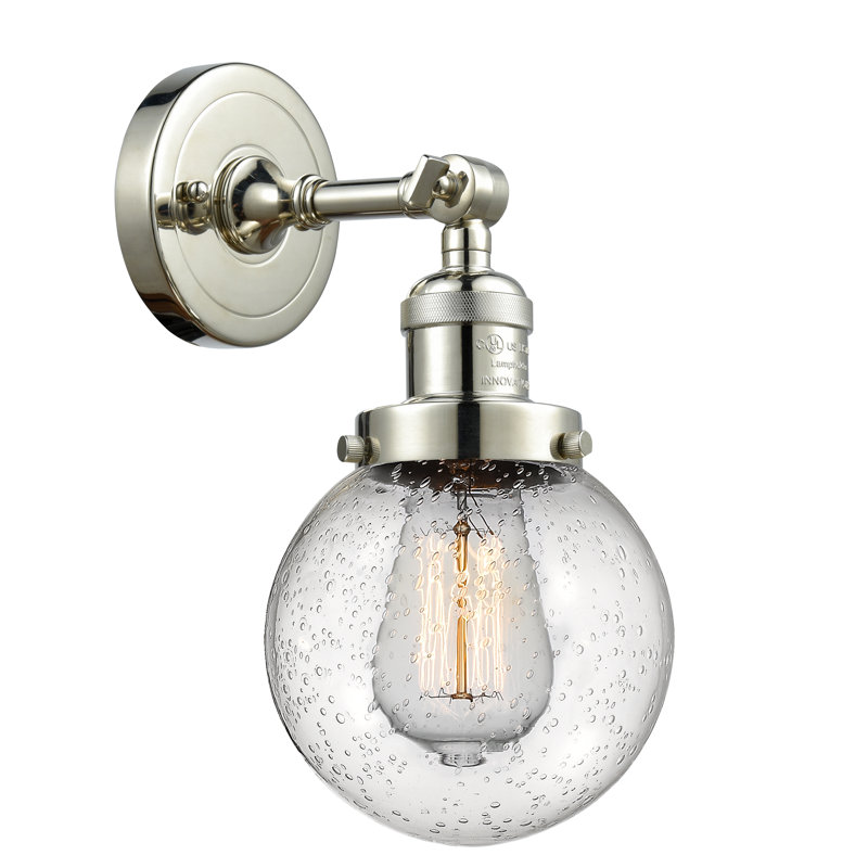 Clementina Dimmable Bath Sconce, 6 Watt Vinage LED Bulb, Seedy, Polished Nickel