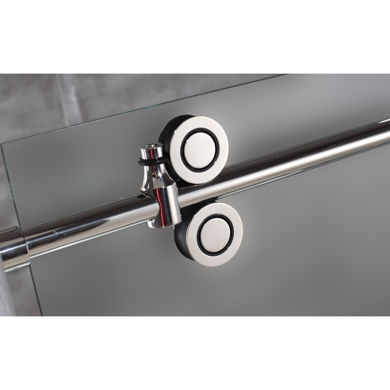Langham 77.5" H Single Sliding Frameless Shower Door, Chrome, Left