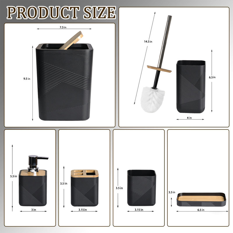 L'ensemble d'accessoires de salle de bain 6 pièces comprend un distributeur de savon, un porte-brosse à dents, un porte-brosse à dents, un porte-savon pour comptoir décoratif et un cadeau de pendaison de crémaillère