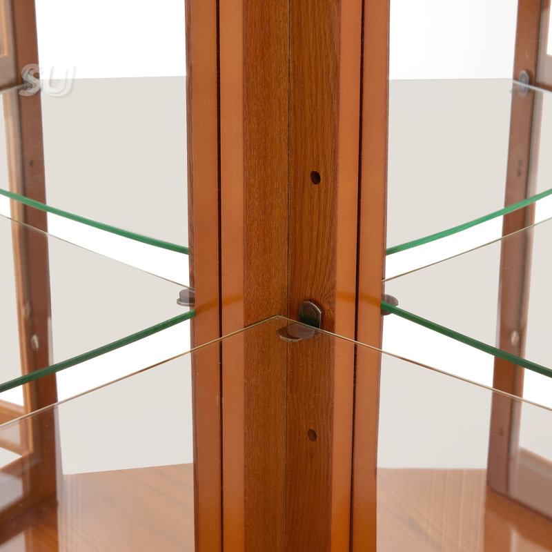 Vitrine d'angle avec 5 tablettes et système d'éclairage Base solide, confortable, durable et magnifique, Chêne
