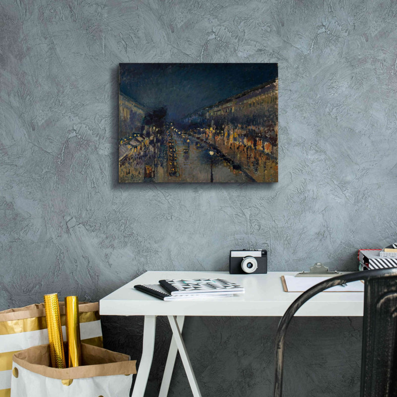 «Boulevard Montmartre At Night, 1897» par Camille Pissarro, estampe numérique sur toile, H 12 po x l 16 po x P 0,75 po