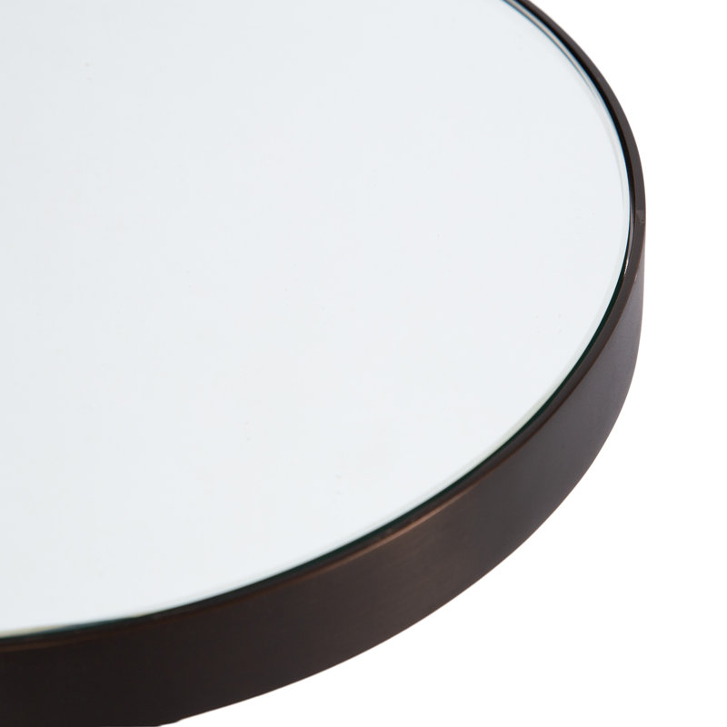 Ivy Bronx Hescott Mirrored Drink Table 10X10x24, Satin Bronze/Black Marble