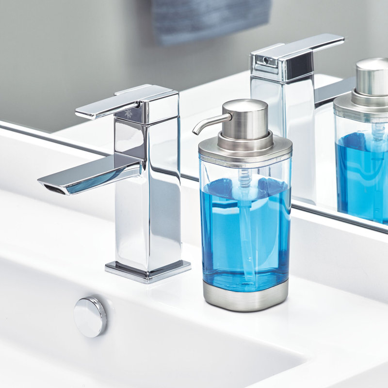 iDesign Hand Soap Dispenser - Refillable Liquid Soap Dispenser, Clear/Brushed Nickel