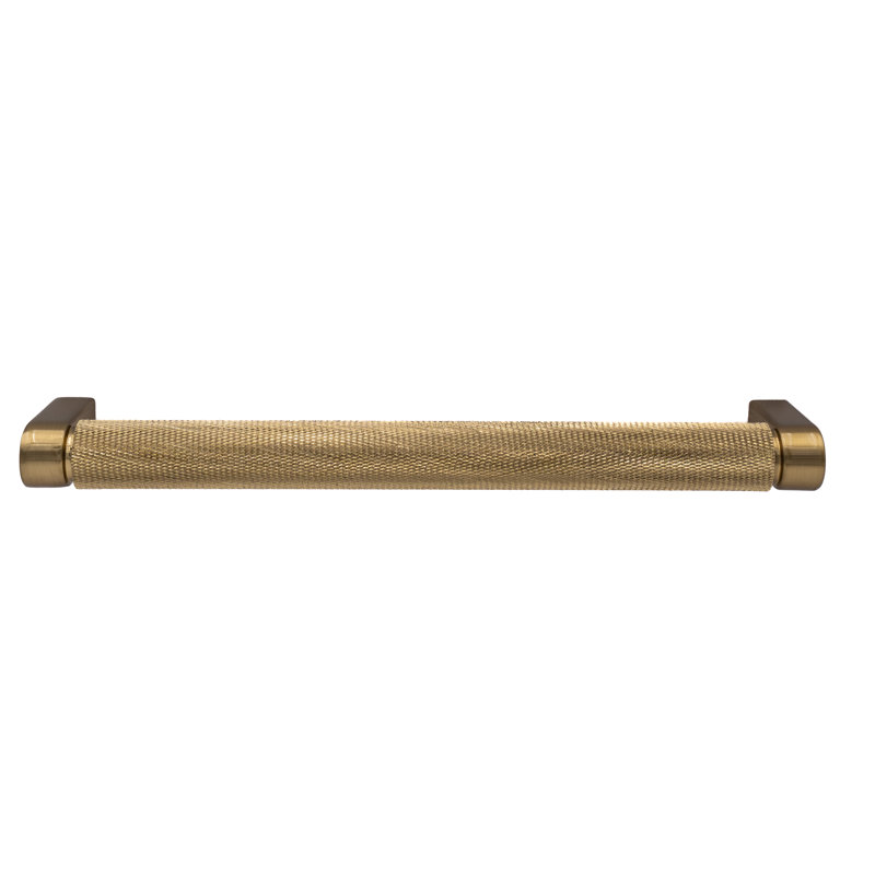 Kent Knurled 7" Satin Brass Bar Pull, Satin Brass, 7"