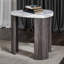 Table contemporaine 3 pièces grise avec un design en marbre pour le salon - 1 table basse gigogne et 2 tables de bout en bois d'hévéa dans un motif caché de style robuste