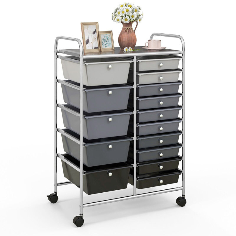 15 Drawer Storage Drawer, Gray/Black
