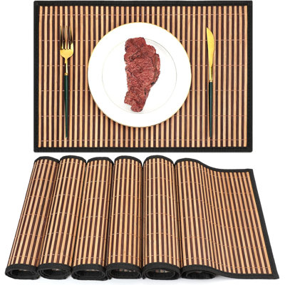 Napperons pour table de salle à manger, ensemble de 4 napperons en bambou, napperons résistants aux taches et à la chaleur, napperons durables et robustes pour table de cuisine