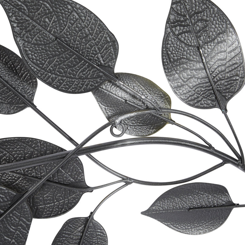 Metal Long Textured Leaf Home Wall Decor with Multiple Shades