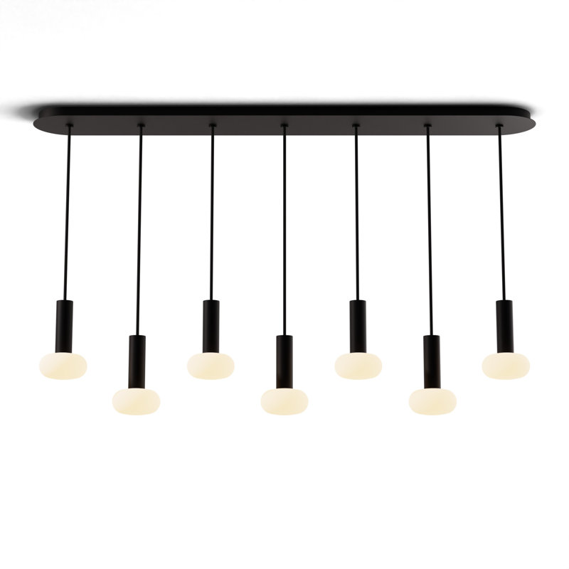 7 - Light LED Pendant, Matte Black