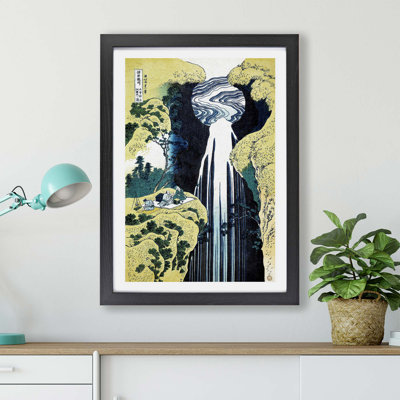The Waterfall of Amida Behind the Kiso Road by Katsushika Hokusai - Framed Print